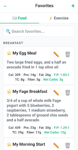 MettaTrackAI Favorites screen